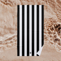 Monochrome Black & White Cabana Stripe Monogram