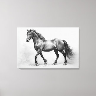 Monochrome Black White Horses | Large Wall Art    