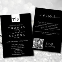 Monochrome Black White QR Code Budget Wedding