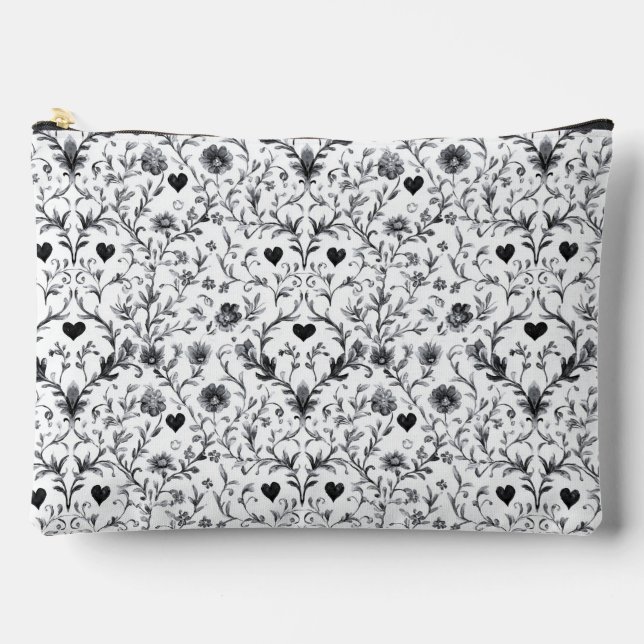 Monochrome Bloom Cosmetic Accessory Pouch (Front)
