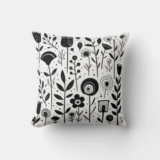 Monochrome Blooms Cushion