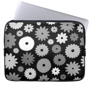 Monochrome Blooms Large Pattern Laptop Sleeve