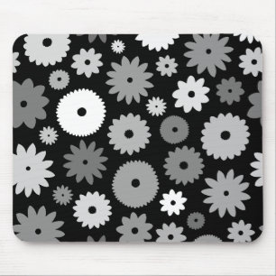 Monochrome Blooms Large Pattern Mouse Mat