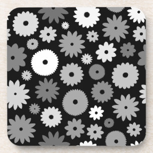 Monochrome Blooms Pattern Coaster