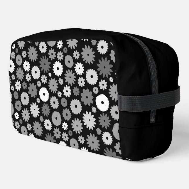 Monochrome Blooms Pattern Dopp Kit (Left Corner)