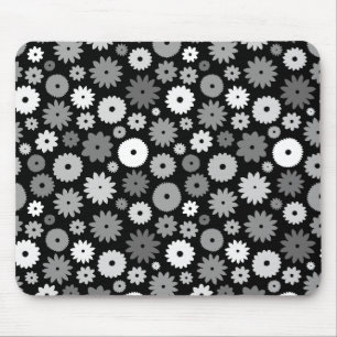 Monochrome Blooms Pattern Mouse Mat