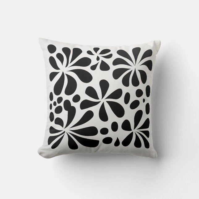Monochrome Blooms Pillow (Front)