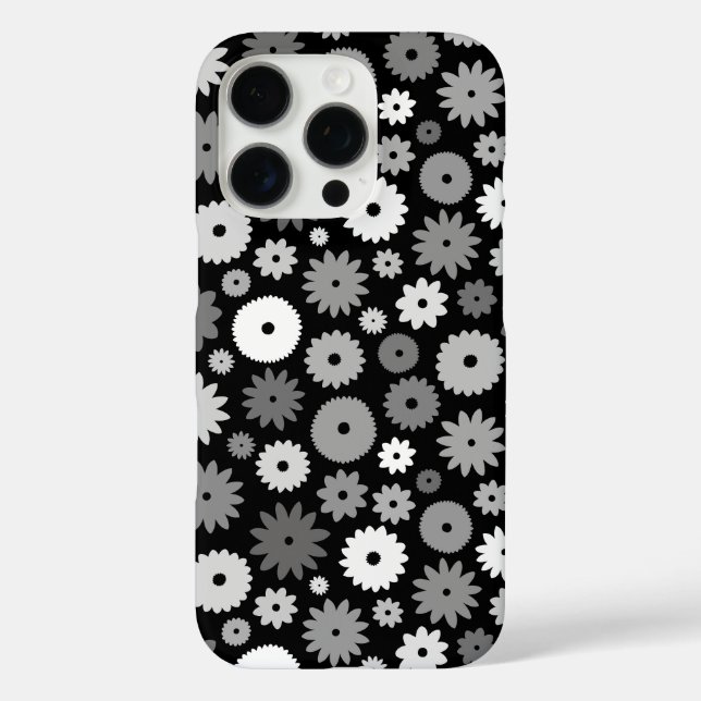 Monochrome Blooms Repeat Pattern Case-Mate iPhone Case (Back)