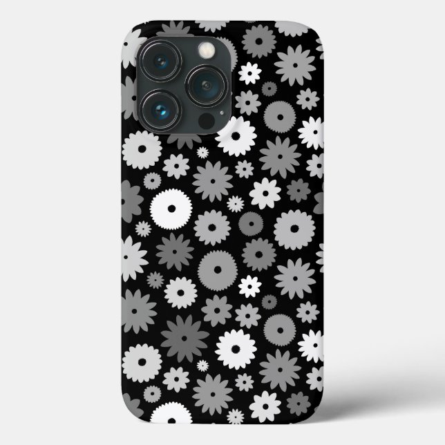 Monochrome Blooms Repeat Pattern Case-Mate iPhone Case (Back)