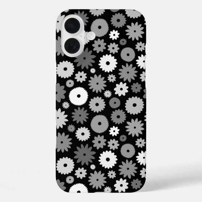 Monochrome Blooms Repeat Pattern Case-Mate iPhone Case (Back)