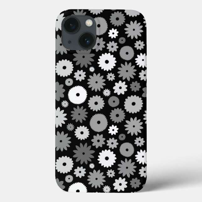 Monochrome Blooms Repeat Pattern Case-Mate iPhone Case (Back)