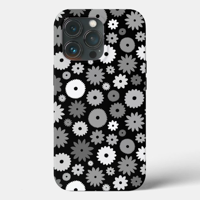Monochrome Blooms Repeat Pattern Case-Mate iPhone Case (Back)