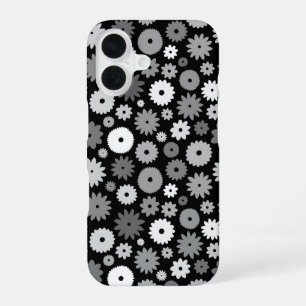 Monochrome Blooms Repeat Pattern iPhone 16 Case