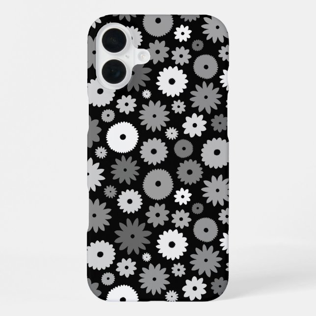 Monochrome Blooms Repeat Pattern iPhone Case (Back)