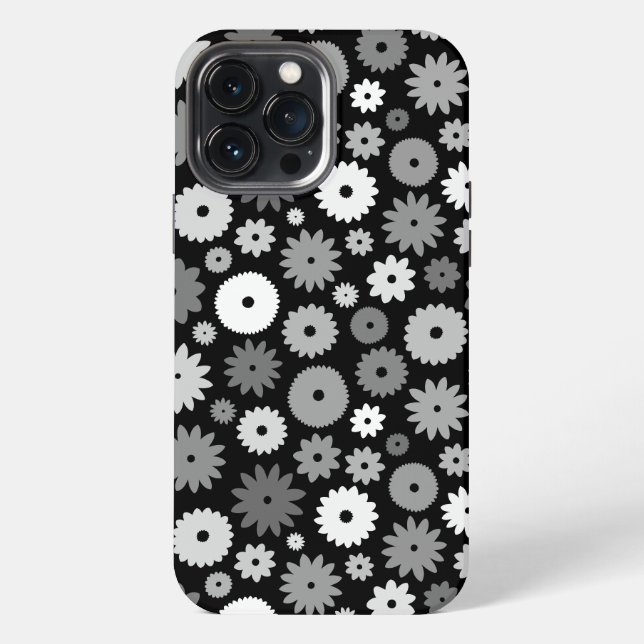 Monochrome Blooms Repeat Pattern iPhone Case (Back)
