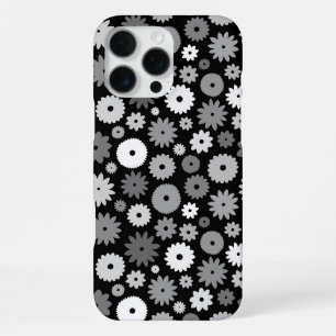 Monochrome Blooms Repeat Pattern iPhone 16 Pro Max Case