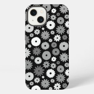 Monochrome Blooms Repeat Pattern iPhone 13 Case
