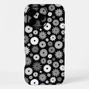 Monochrome Blooms Repeat Pattern iPhone 16 Pro Max Case