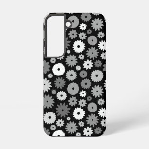 Monochrome Blooms Repeat Pattern Samsung Galaxy Case