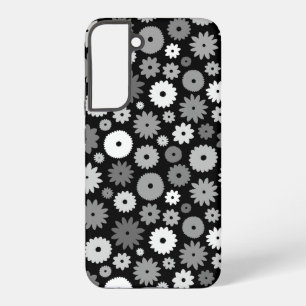 Monochrome Blooms Repeat Pattern Samsung Galaxy Case