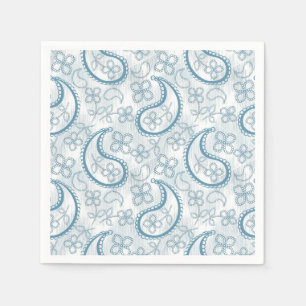 Monochrome blue grey white paisley pattern. napkin