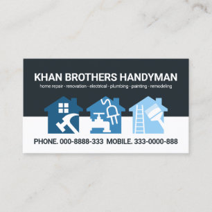 Monochrome Blue Layers Handyman Home Tools Business Card