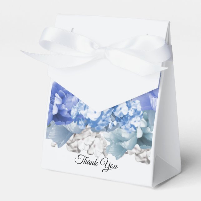 Monochrome Blue Mixed Floral Favour Box (Front Side)