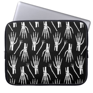 Monochrome Bones Halloween Pattern Laptop Sleeve