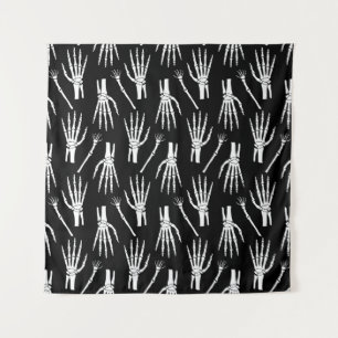 Monochrome Bones Halloween Pattern Tapestry