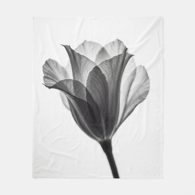 Monochrome botanical fine art photograph fleece blanket (Front)