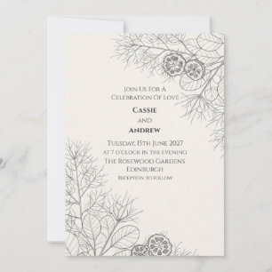 Monochrome Botanical Foliage Wedding Invitation