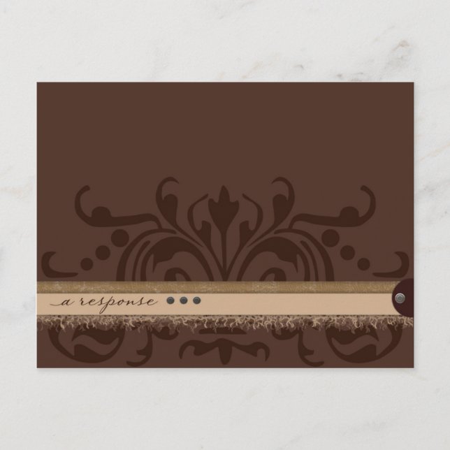 Monochrome Brown Response Invitation Postcard (Front)