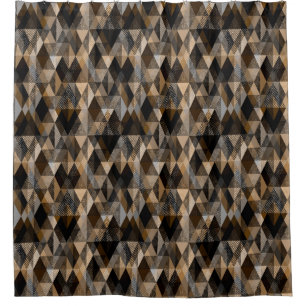 Monochrome brown rhombic textured Shower Curtain