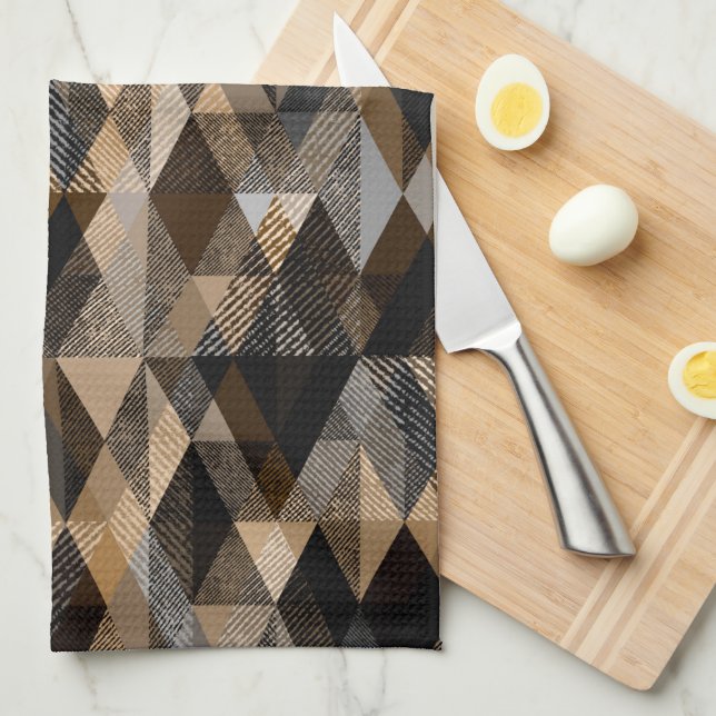  Monochrome brown rhombic textured  Tea Towel (Quarter Fold)