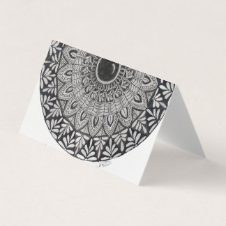 monochrome business card with mandala art