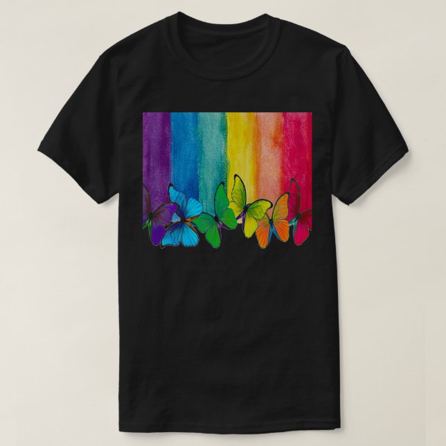 monochrome butterflies with bright coloured butter T-Shirt (Design Front)