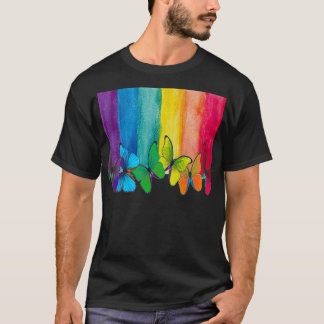 monochrome butterflies with bright coloured butter T-Shirt