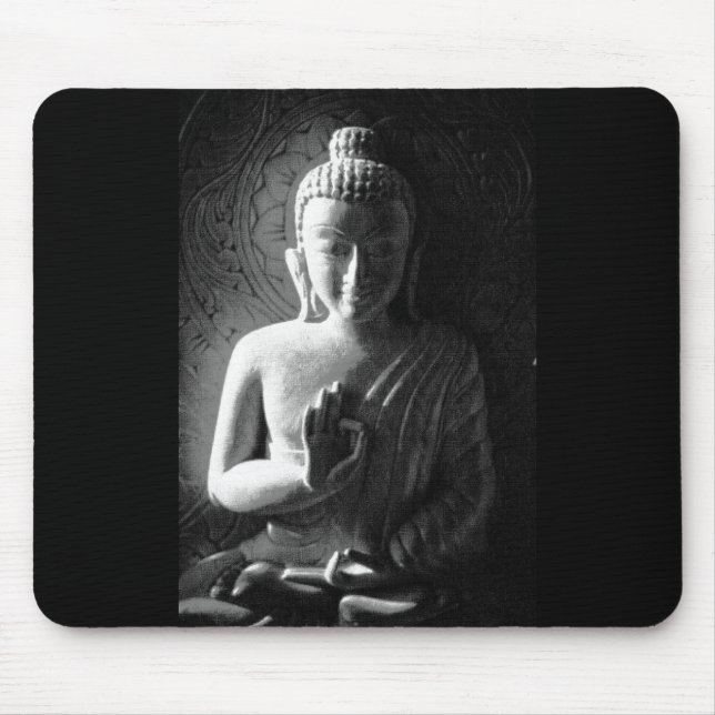 Monochrome Carved Buddha Mouse Mat (Front)