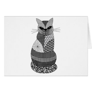 Monochrome Cat Zen Tangle Pretty Feline Art