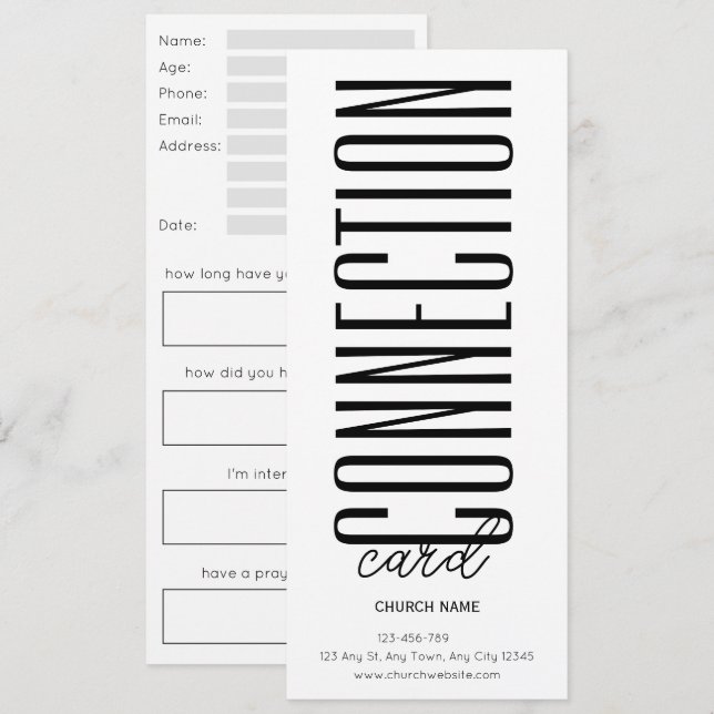 Monochrome Church Connection Card (Front/Back)