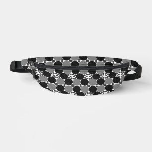 Monochrome Circles: Abstract Black White And Grey, Bum Bags