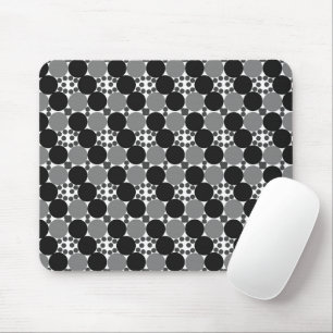 Monochrome Circles: Abstract Black White And Grey, Mouse Mat