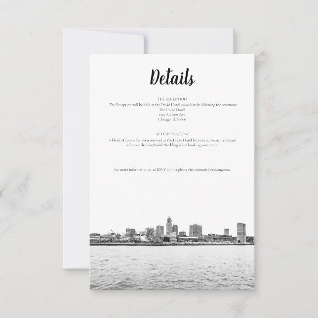 Monochrome Cleveland Skyline Details Card (Front)