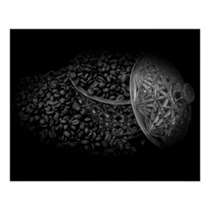 Monochrome Coffee Beans Poster