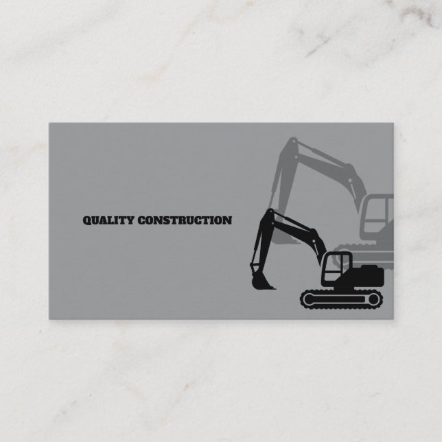  Monochrome Concept Heavy Equipment Construction Business Card (Front)