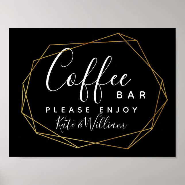 monochrome crystal geo Coffee bar station sign (Front)