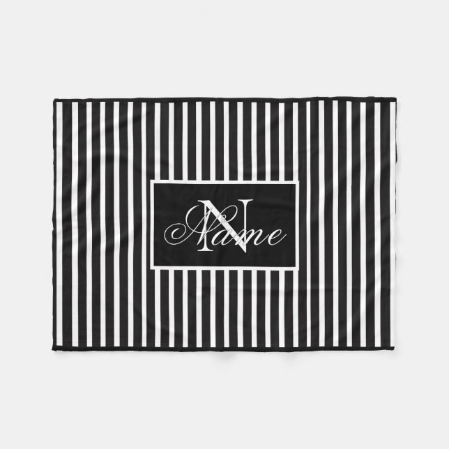 Monochrome Custom Monogram Fleece Blanket (Front (Horizontal))