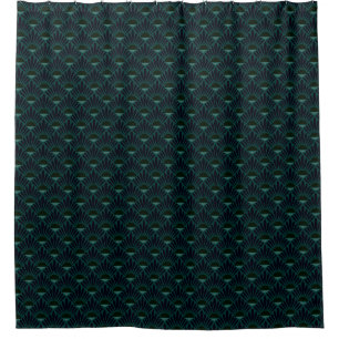 Monochrome dark blue green art deco. shower curtain