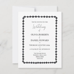 Monochrome Diamond Frame Wedding Invitation