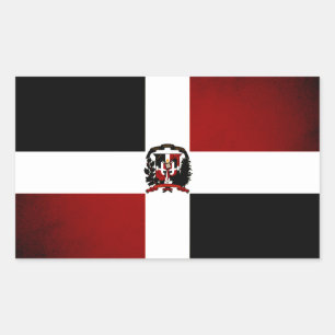 Monochrome Dominican Republic Flag Rectangular Sticker